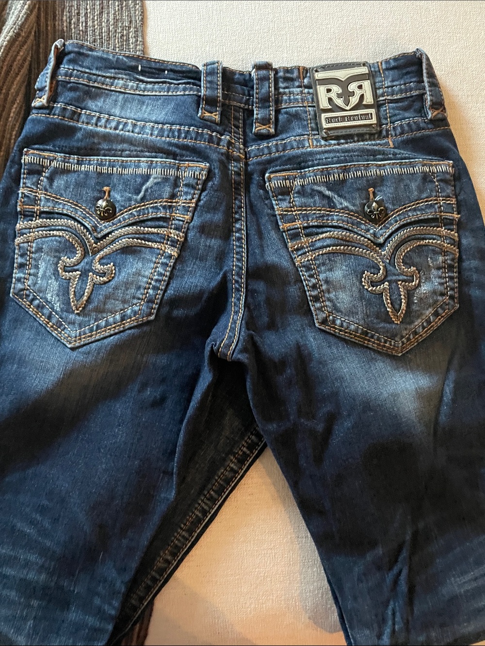 Rock Revival Dark Blue Men’s Bootcut Jeans - Palfrey Boot - Picture 2 of 10